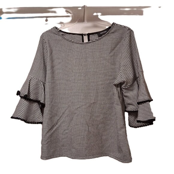 Karen Kane houndstooth top with decorative bell sleeves 3/4 length sz M - Picture 1 of 7